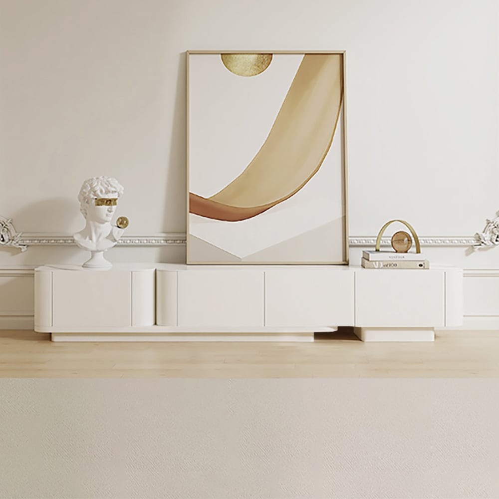 Meuble TV blanc cassé, détail rangement
