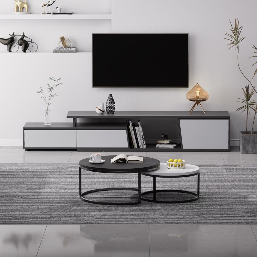 Meuble TV Fero gris, ambiance salon