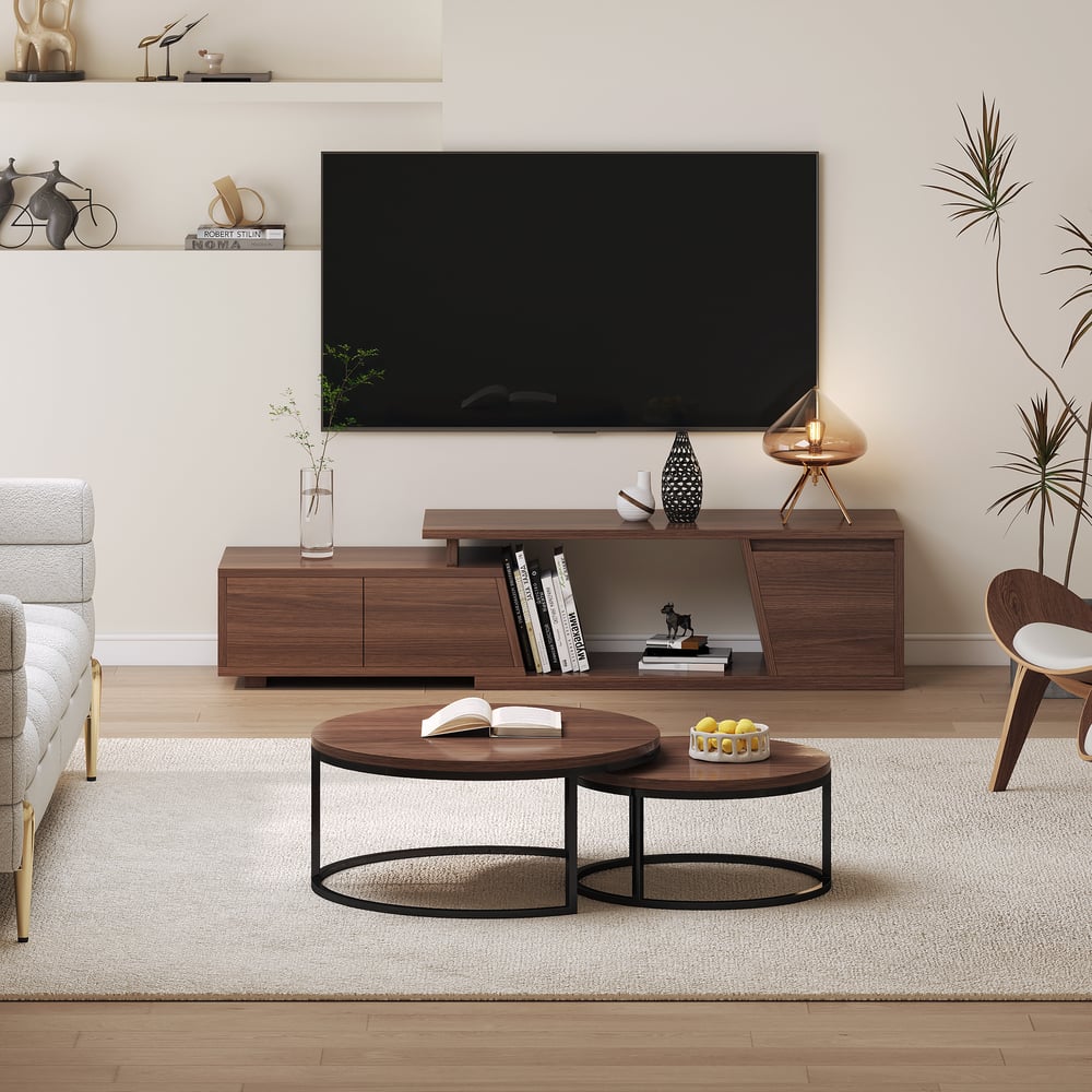 Meuble TV Fero noyer, configuration étendue
