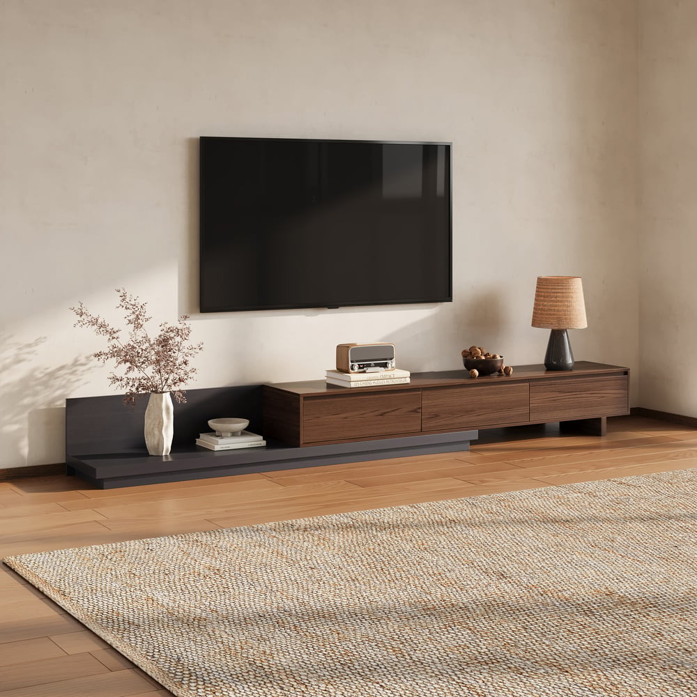 Meuble TV Fero extensible noyer et gris