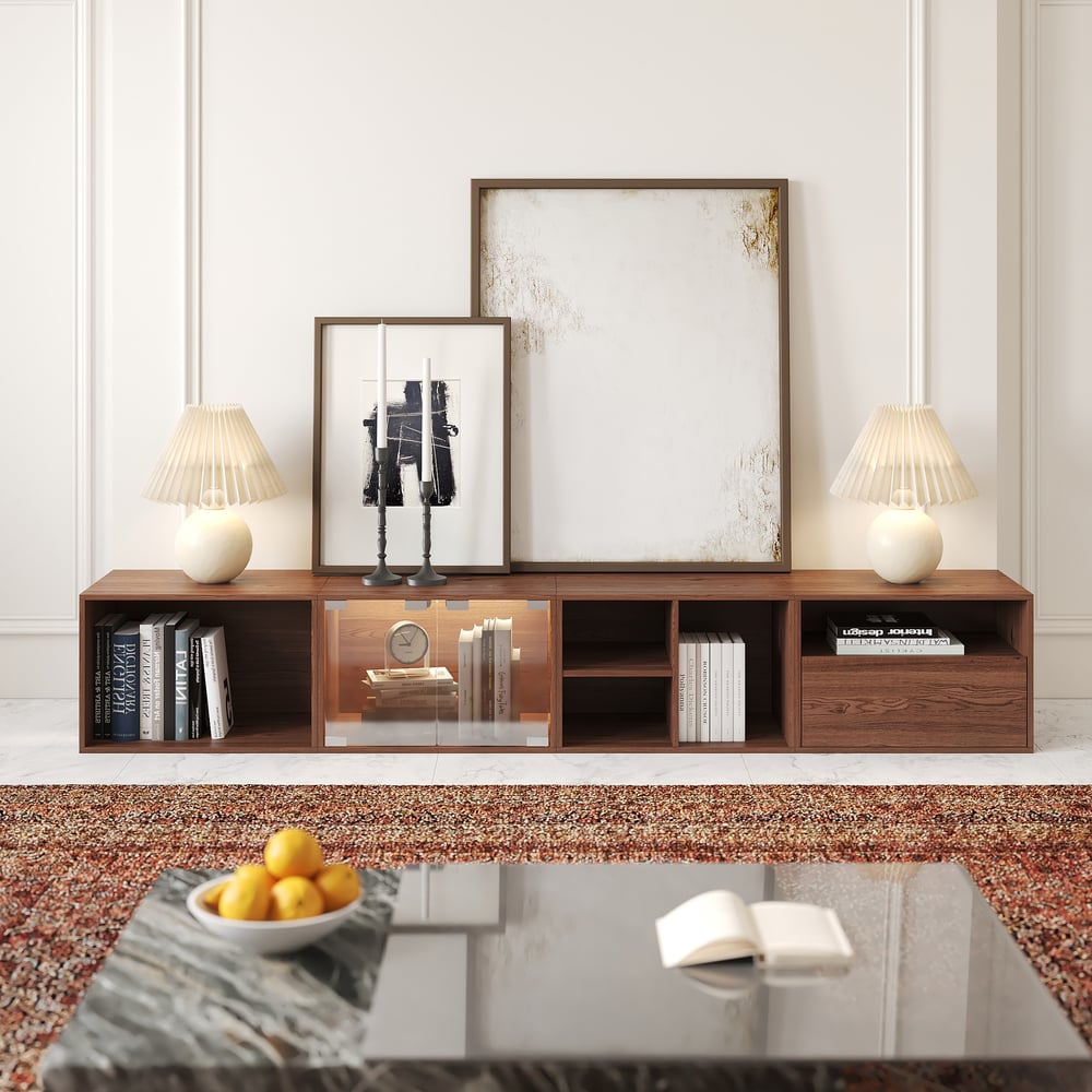 Meuble TV modulable en noyer 240 cm