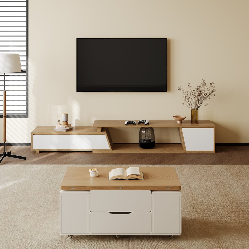 Meuble TV Fero naturel, ambiance salon