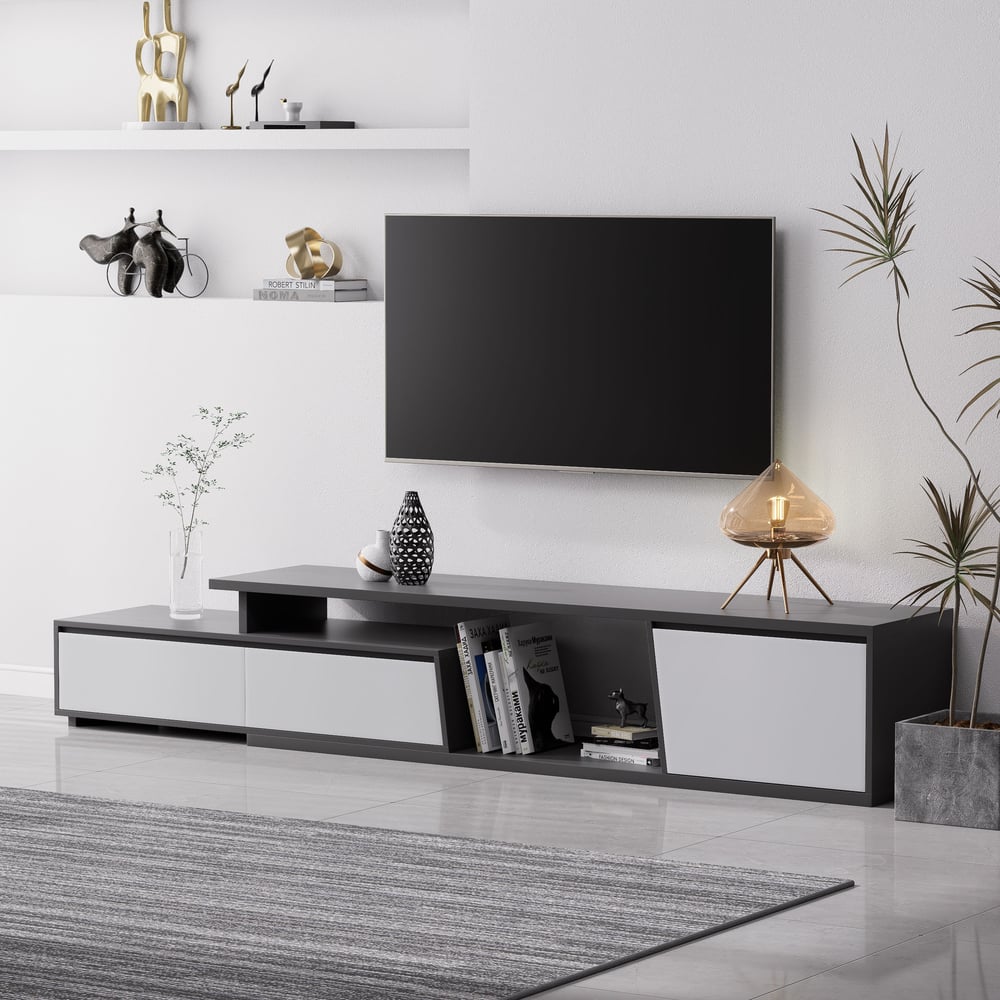 Meuble TV Fero gris, vue de face