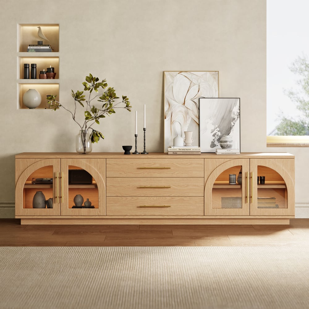 Meuble TV Arune naturel, vue de face