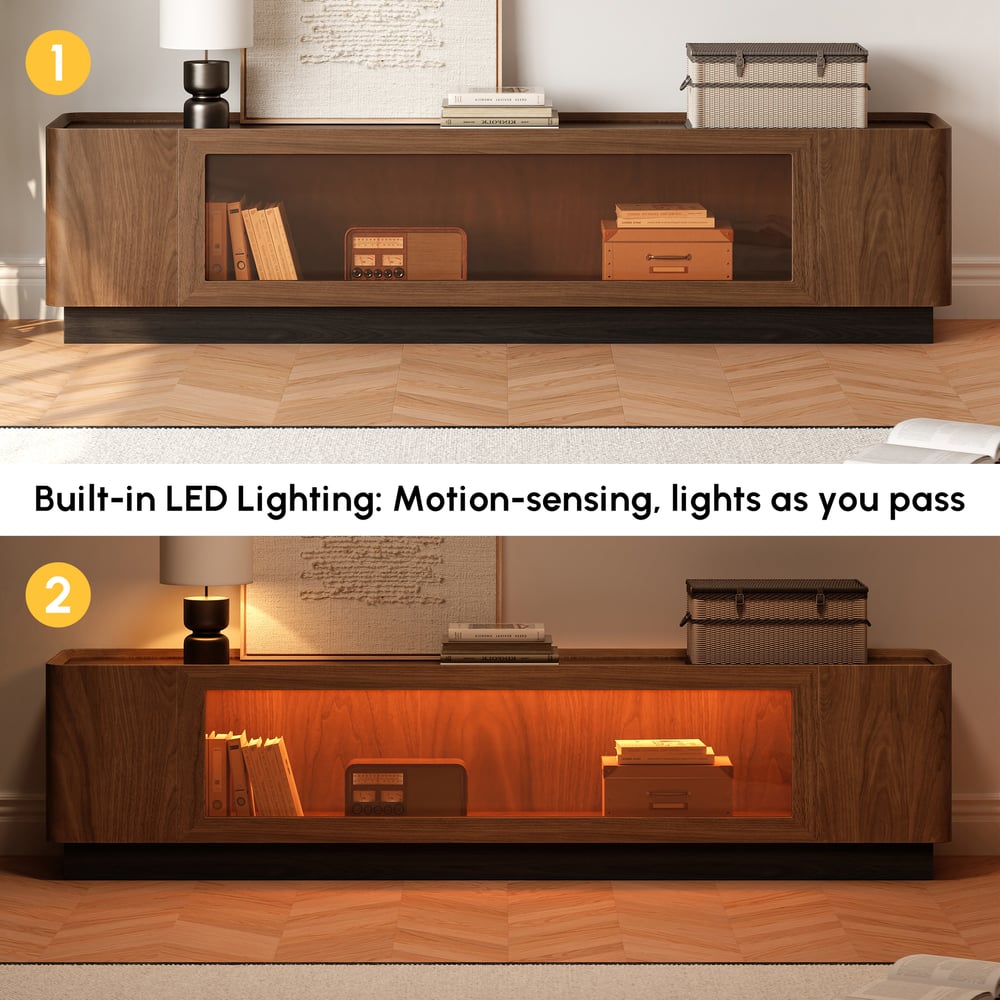 Meuble TV noyer, éclairage LED