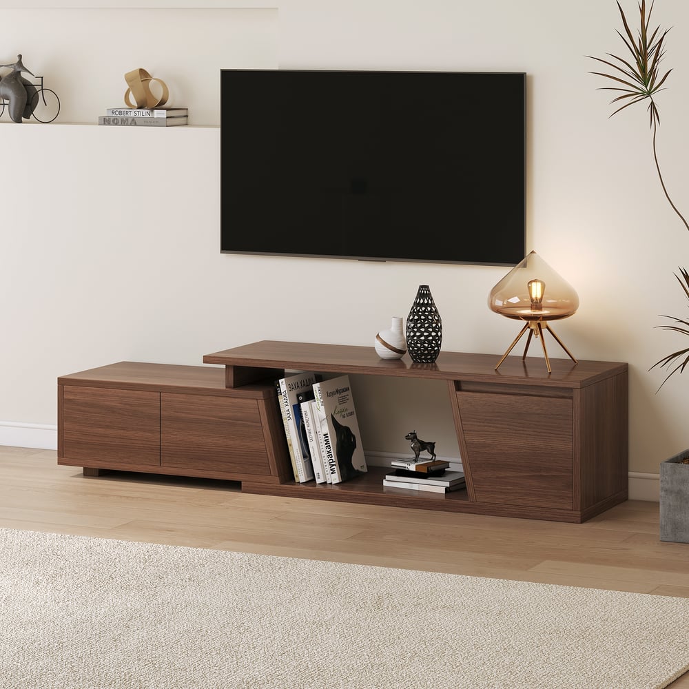 Meuble TV Fero noyer, vue de face