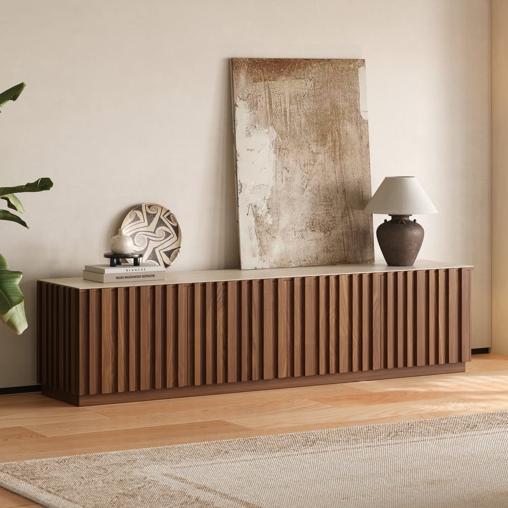 Meuble TV Aura, détail cannelures