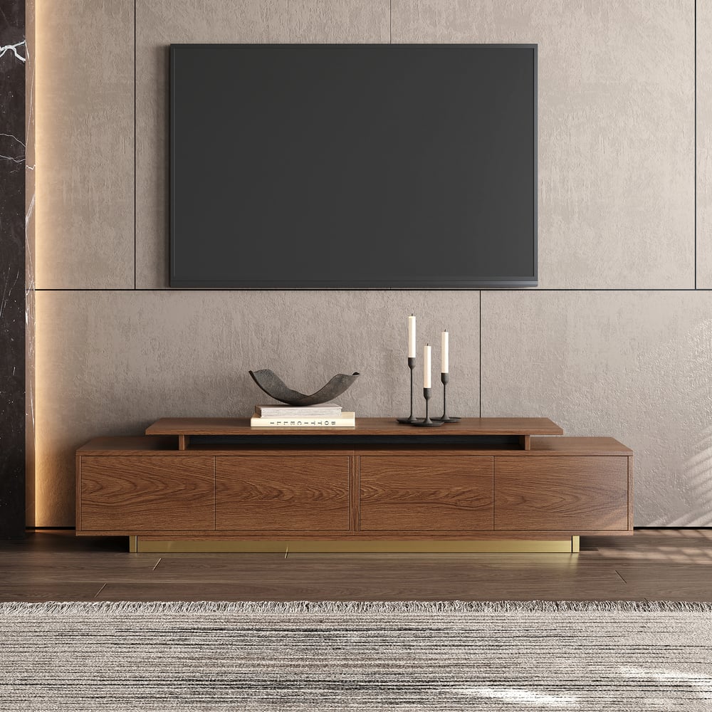 Meuble TV extensible en noyer, détail portes