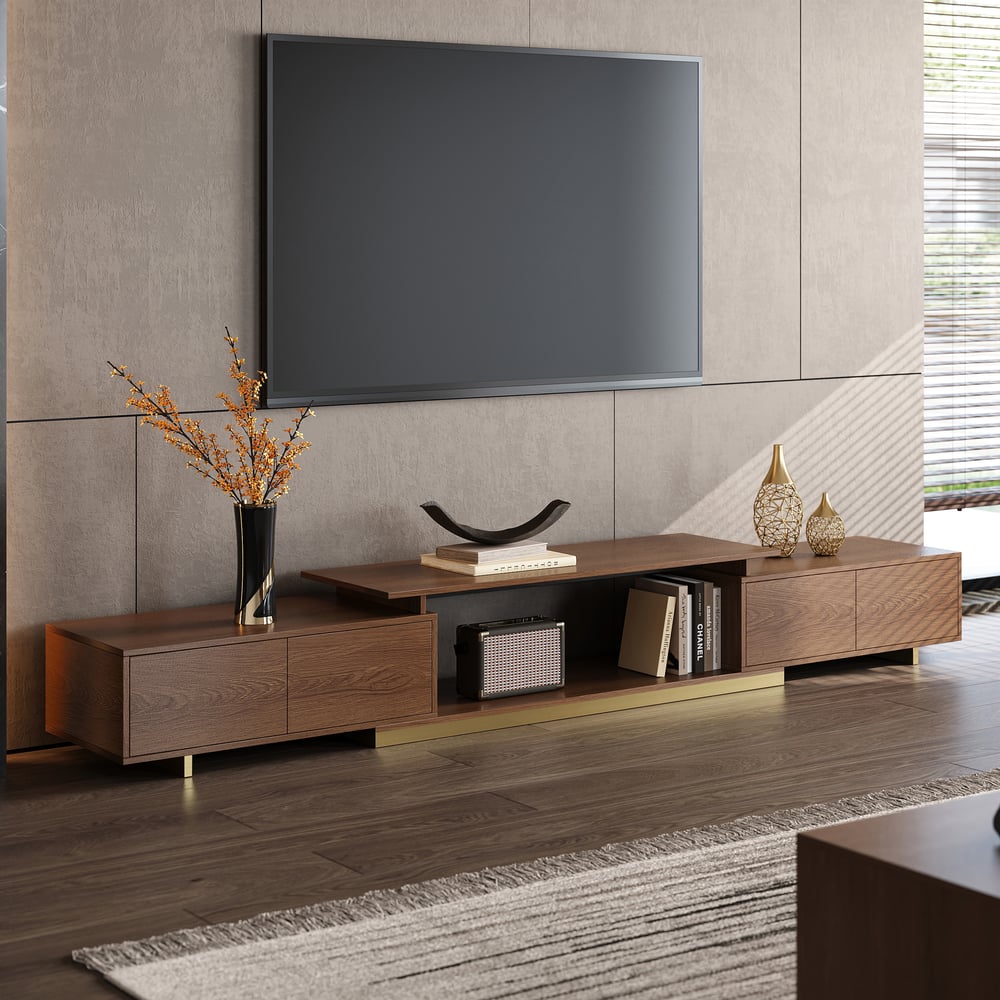 Meuble TV extensible en noyer Mordel