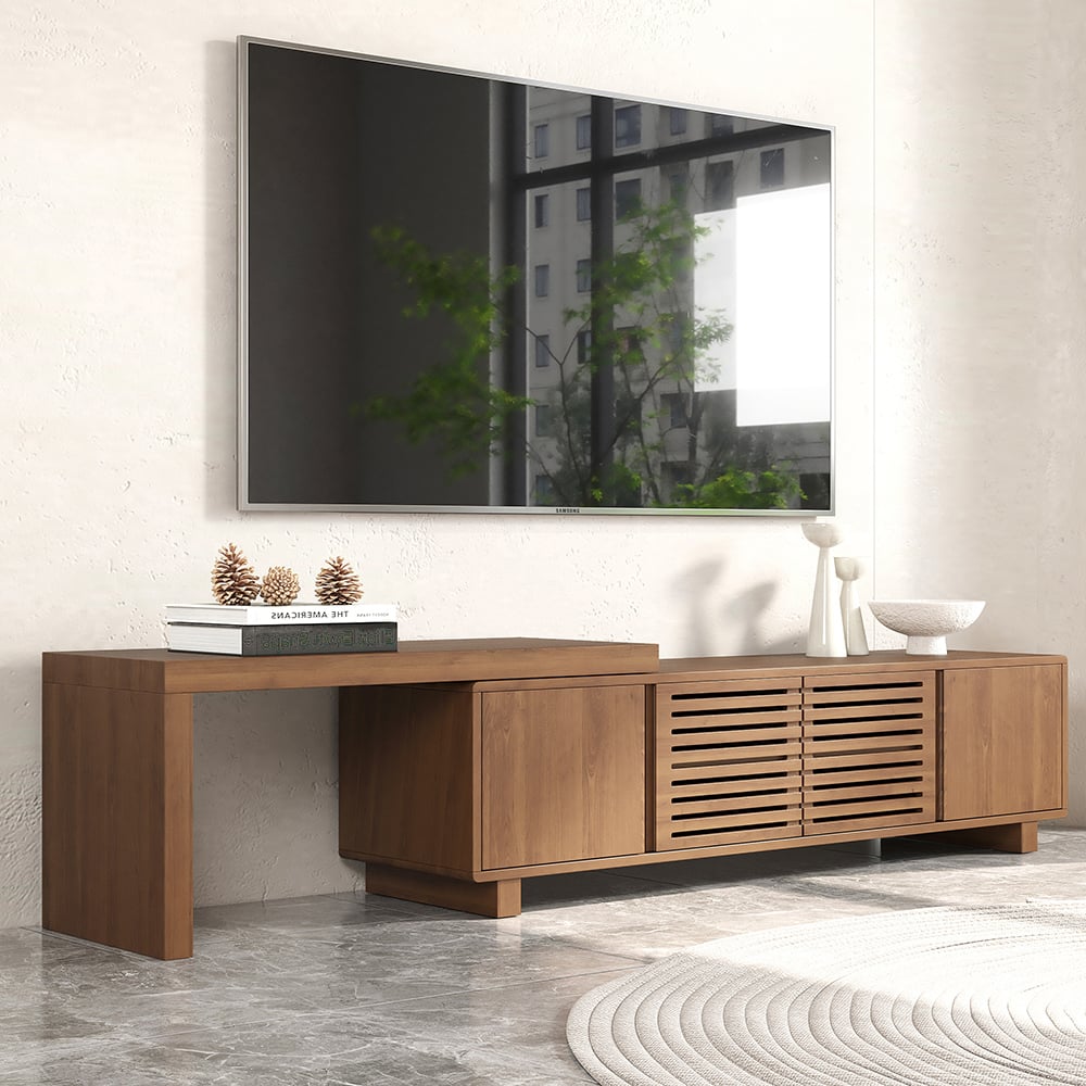 Meuble TV noyer à claire-voie extensible