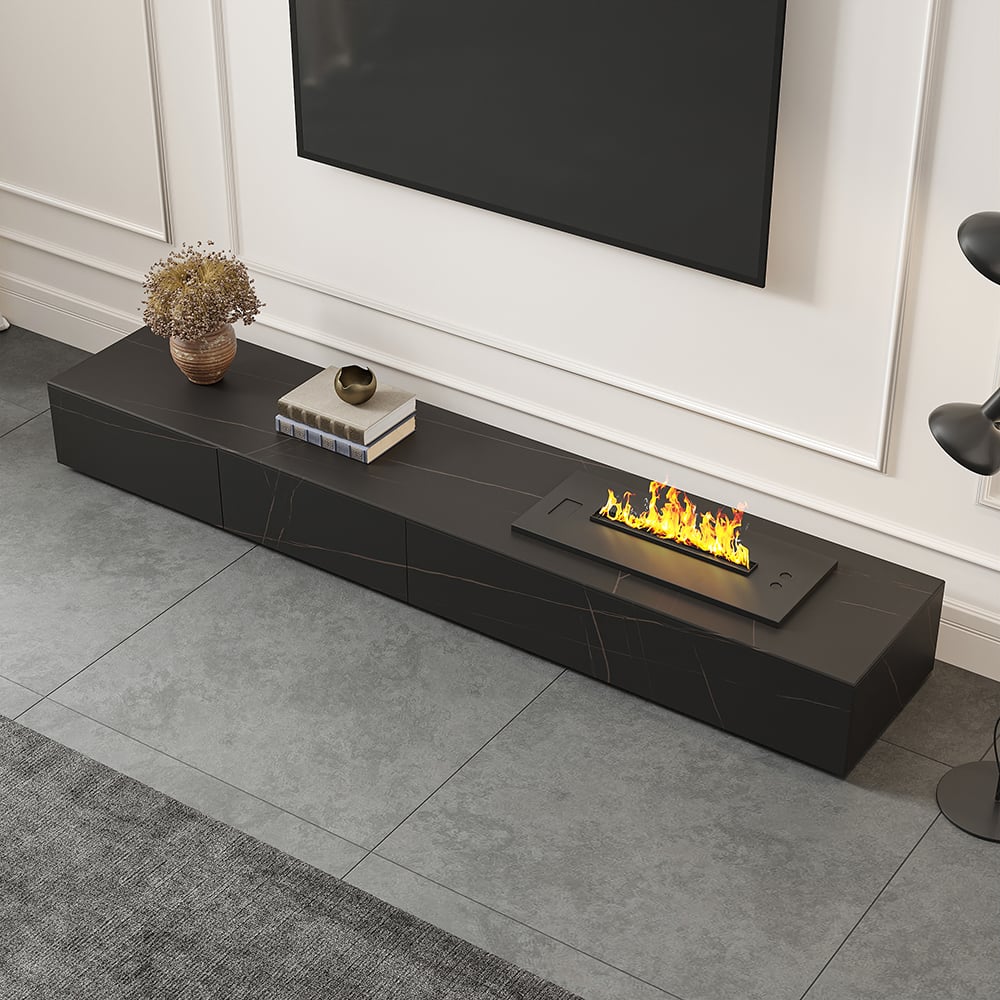 Meuble TV cheminée, vue de face