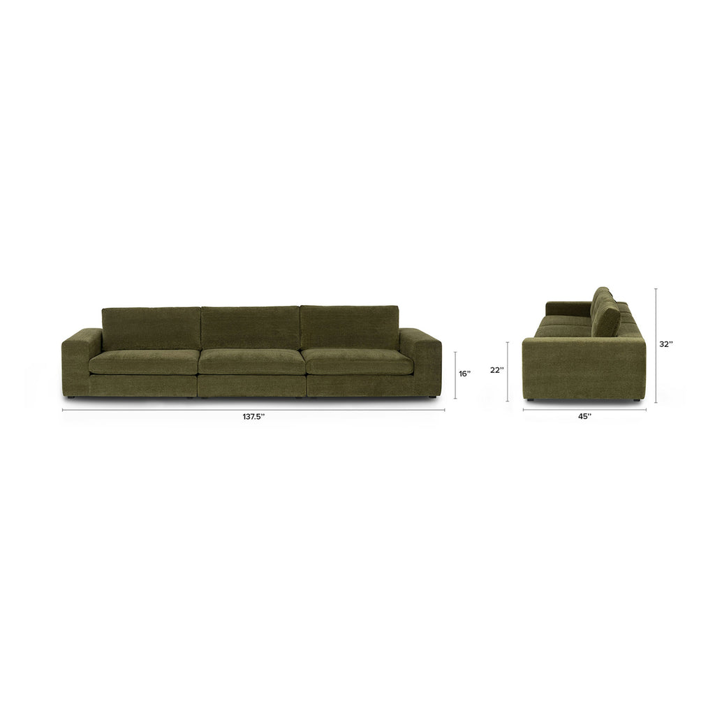 Beta 137" Modular Sofa - Cypress Green