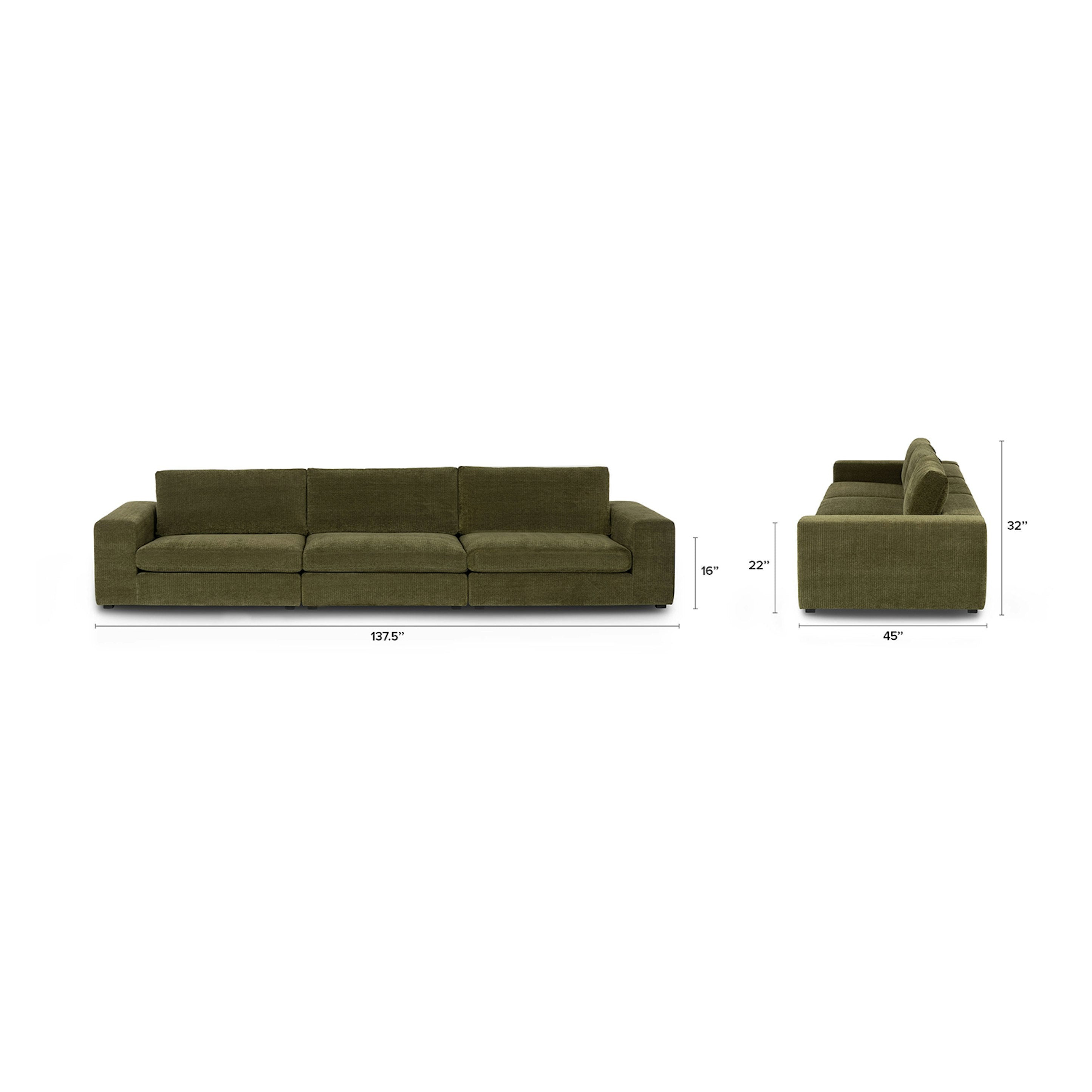 Beta 137" Modular Sofa - Cypress Green