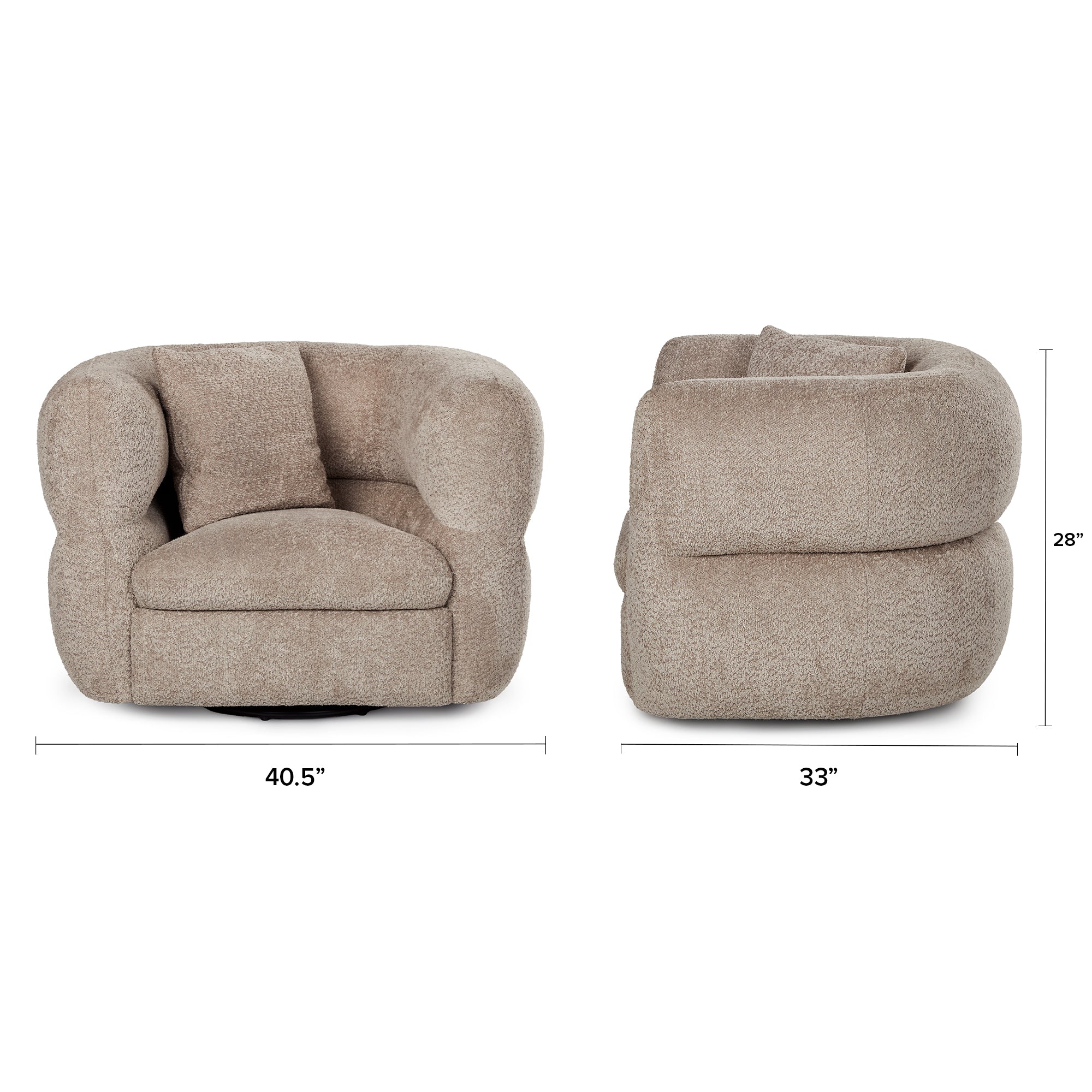Quinn 40.5" Swivel Lounge Chair - Nouna Mushroom