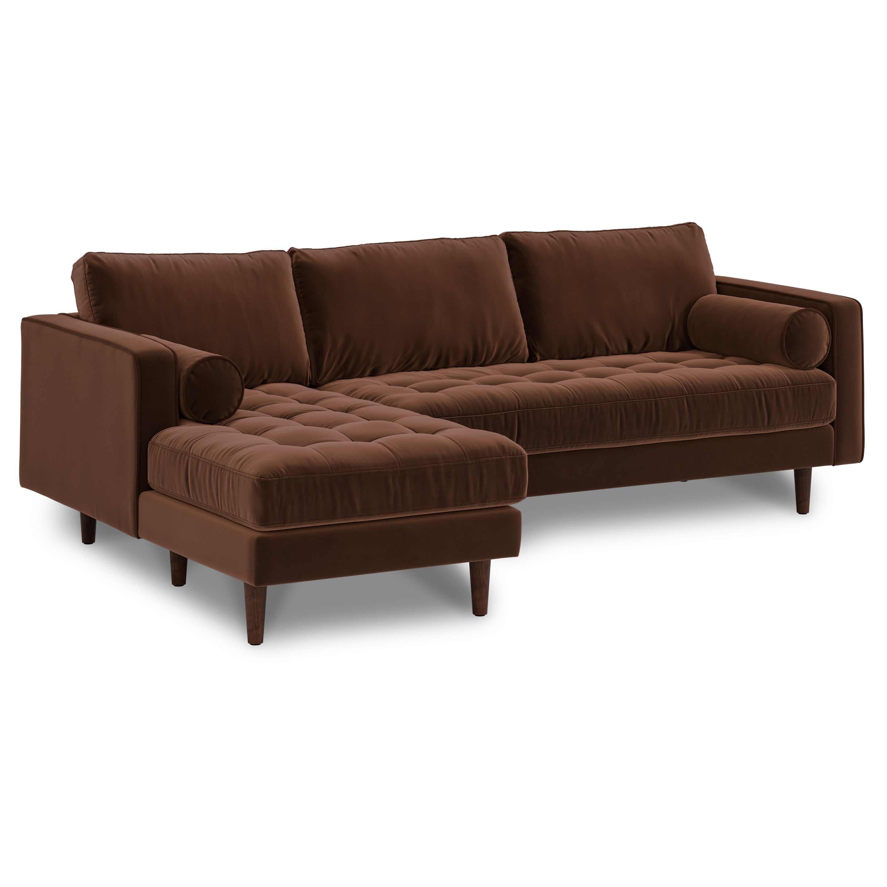 Sven 100" Tufted Velvet Left Sectional - Plush Pacific Brown