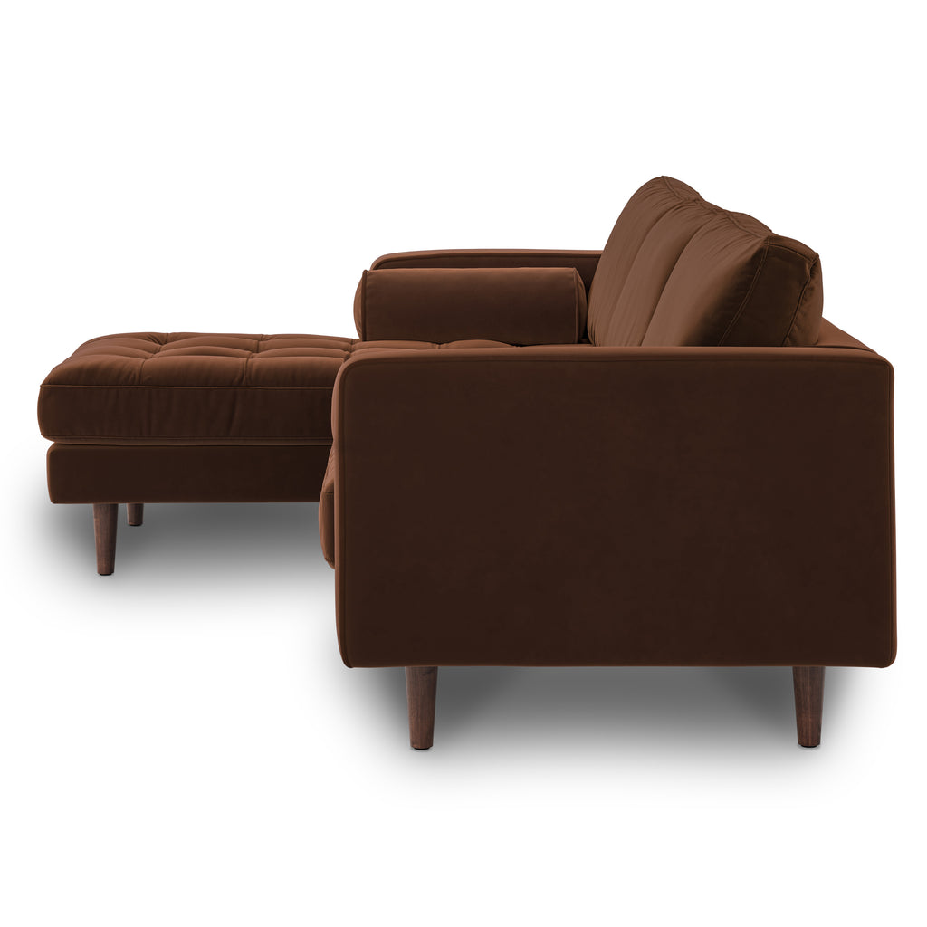 Sven 100" Tufted Velvet Left Sectional - Plush Pacific Brown