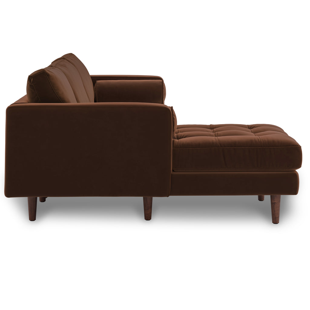 Sven 100" Tufted Velvet Left Sectional - Plush Pacific Brown
