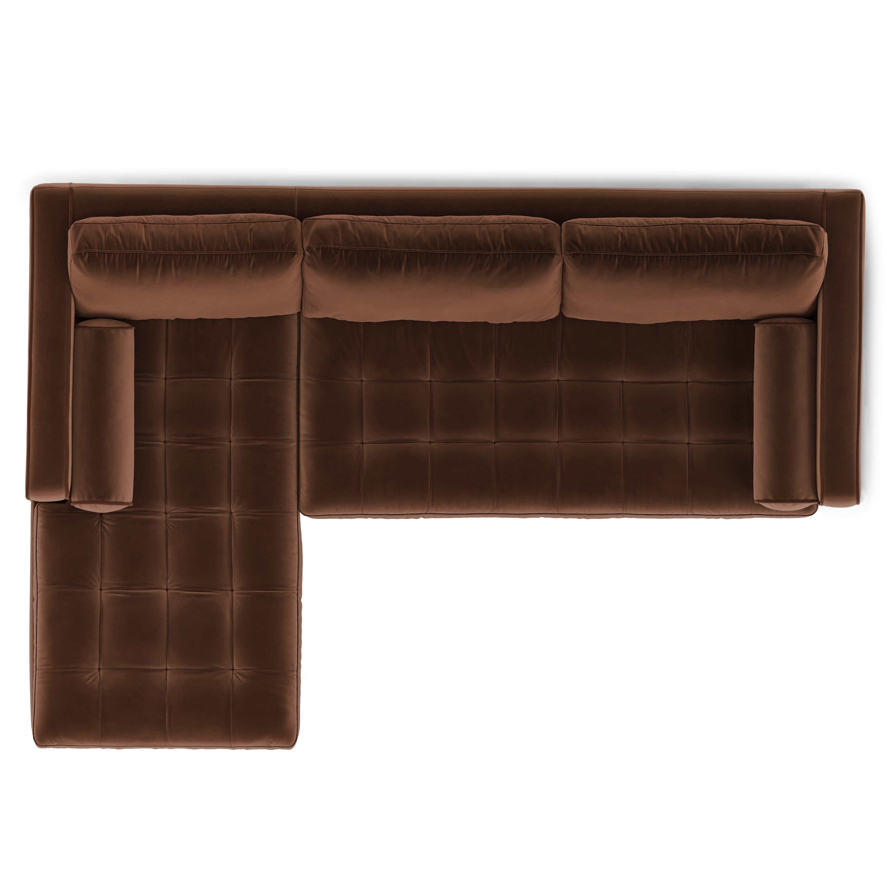 Sven 100" Tufted Velvet Left Sectional - Plush Pacific Brown