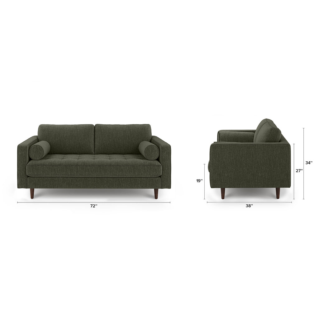 Sven 72" Tufted Loveseat - Fir Green