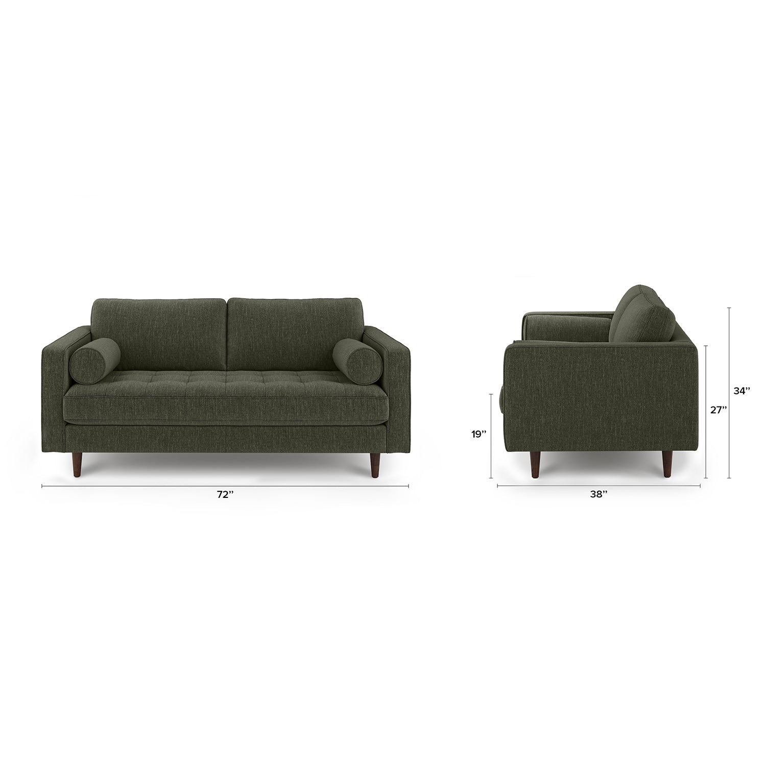 Sven 72" Tufted Loveseat - Fir Green