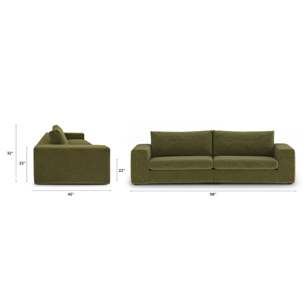 Beta 98" Modular Sofa - Cypress Green