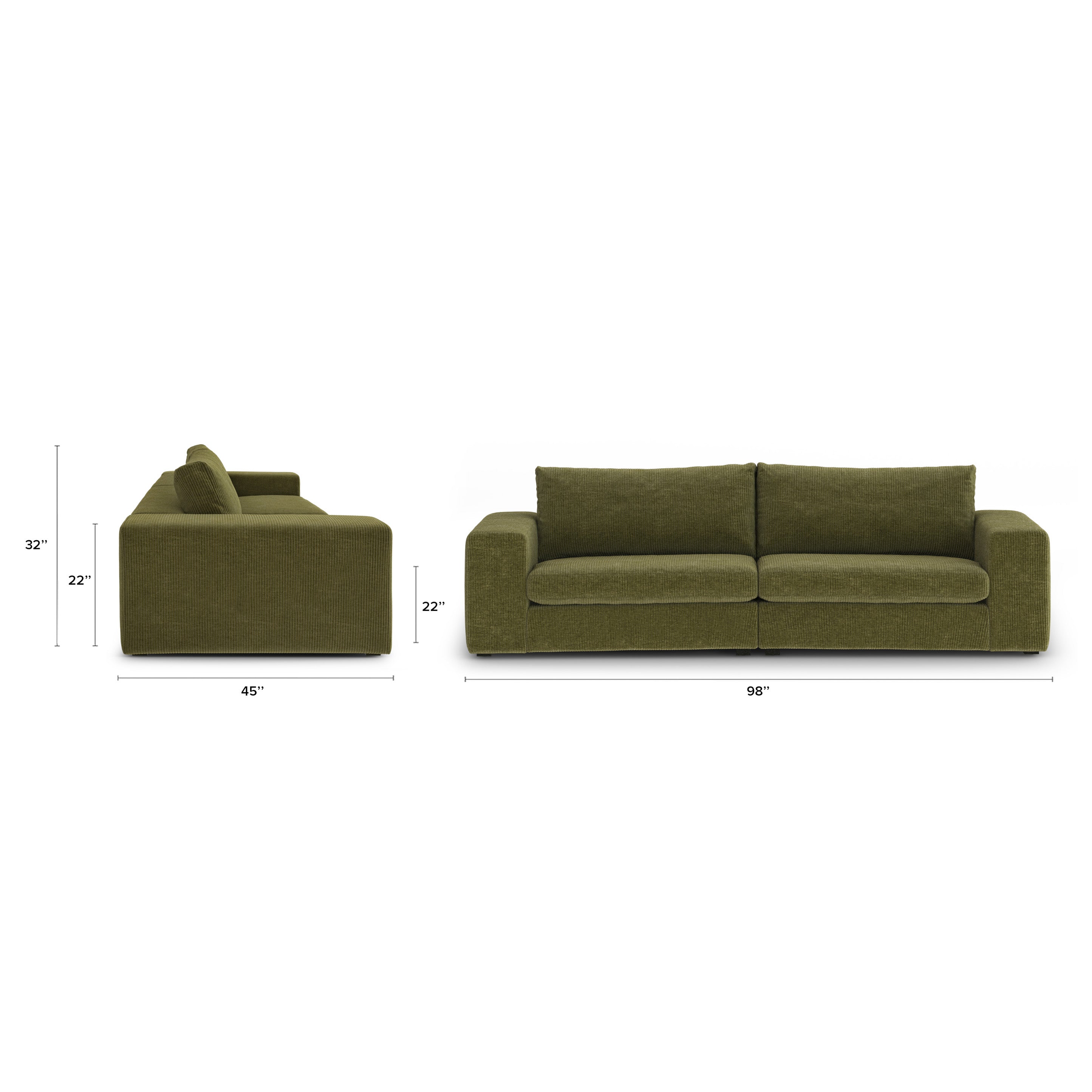 Beta 98" Modular Sofa - Cypress Green