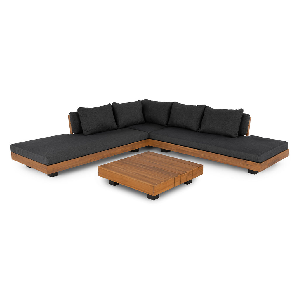 Lubek 100.5" Outdoor Low Corner Sectional Set - Slate Gray