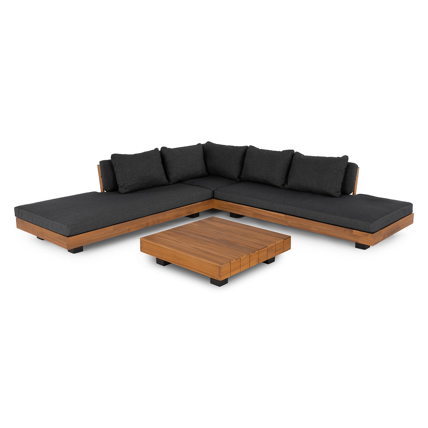 Lubek 100.5" Outdoor Low Corner Sectional Set - Slate Gray