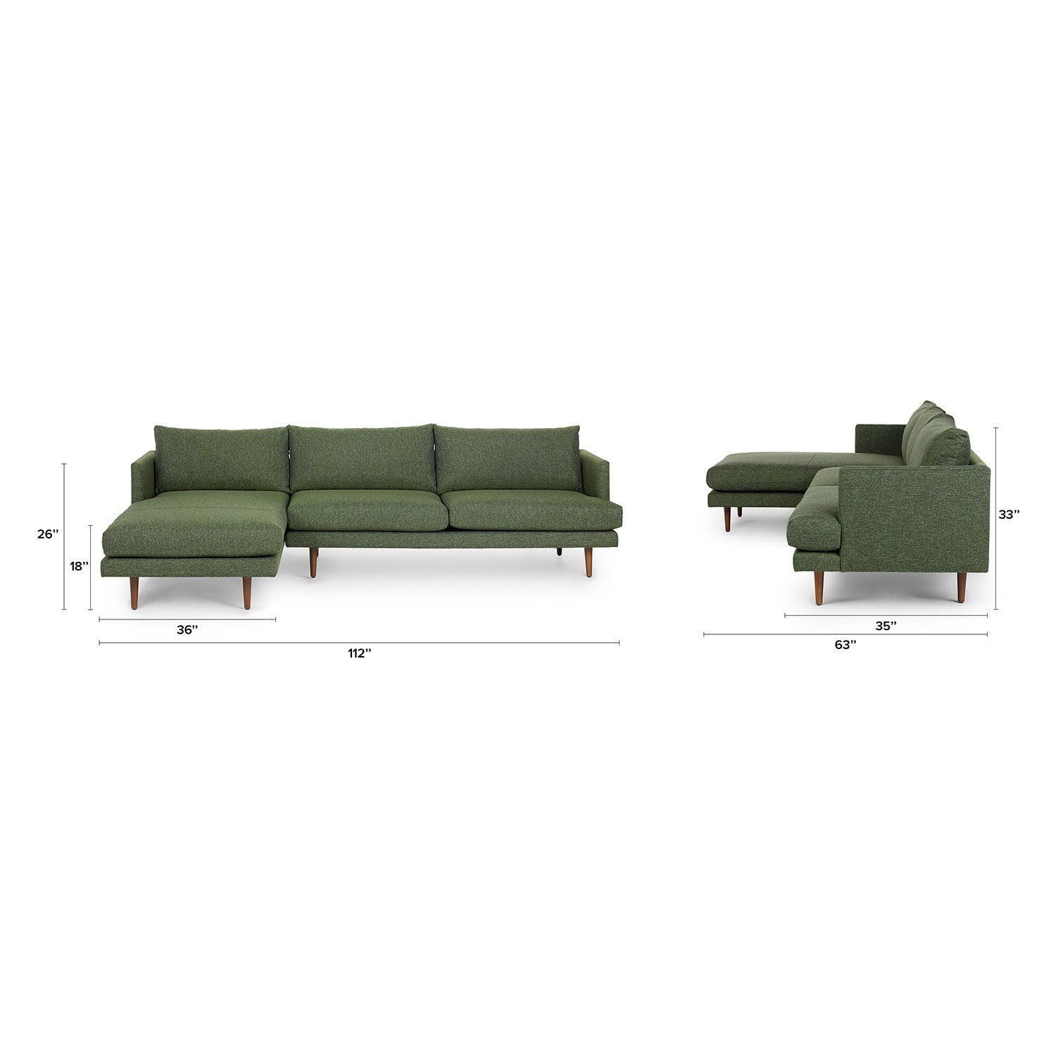 Burrard 112" Left Sectional - Forest Green