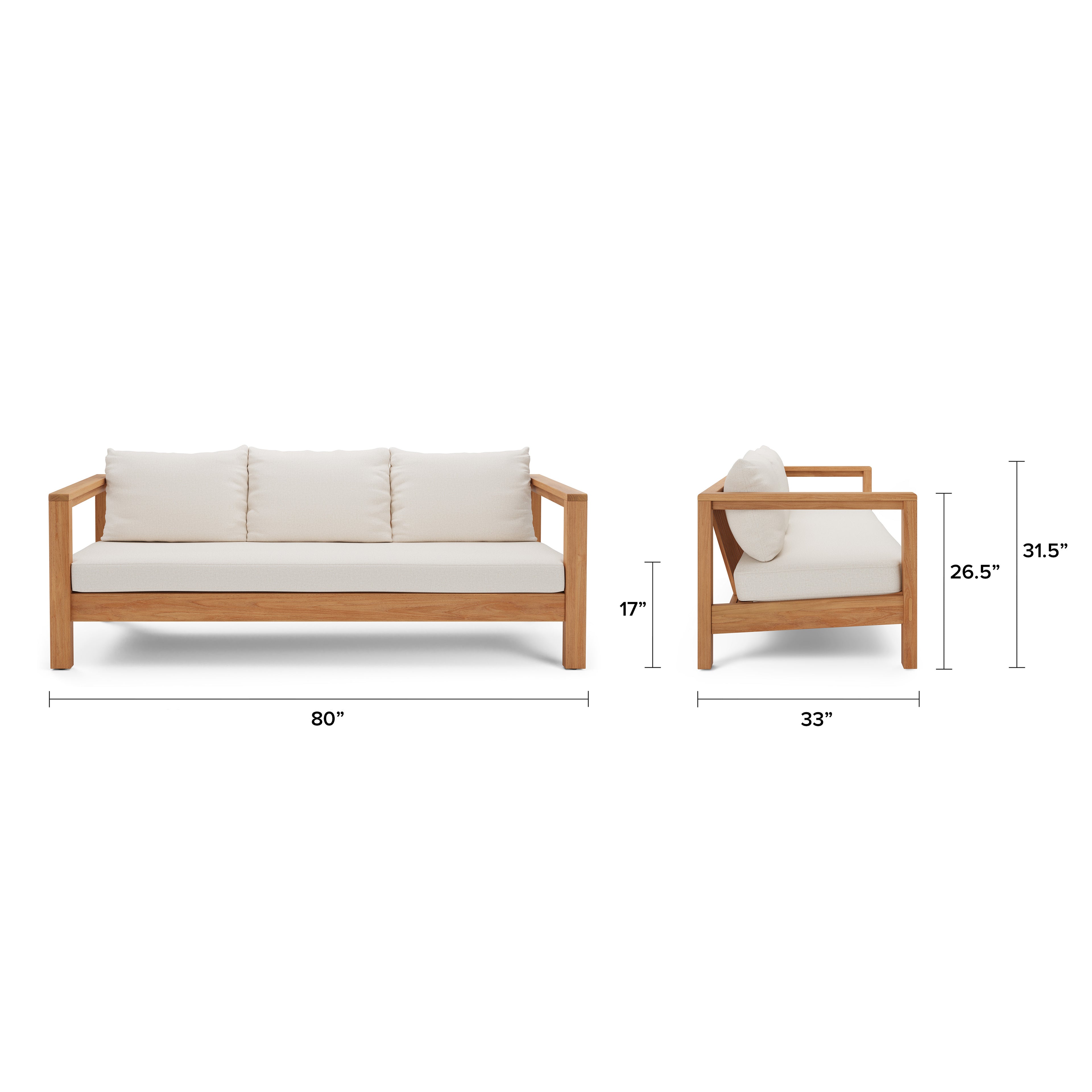 Palmera 80" Outdoor Sofa - Portside Beige