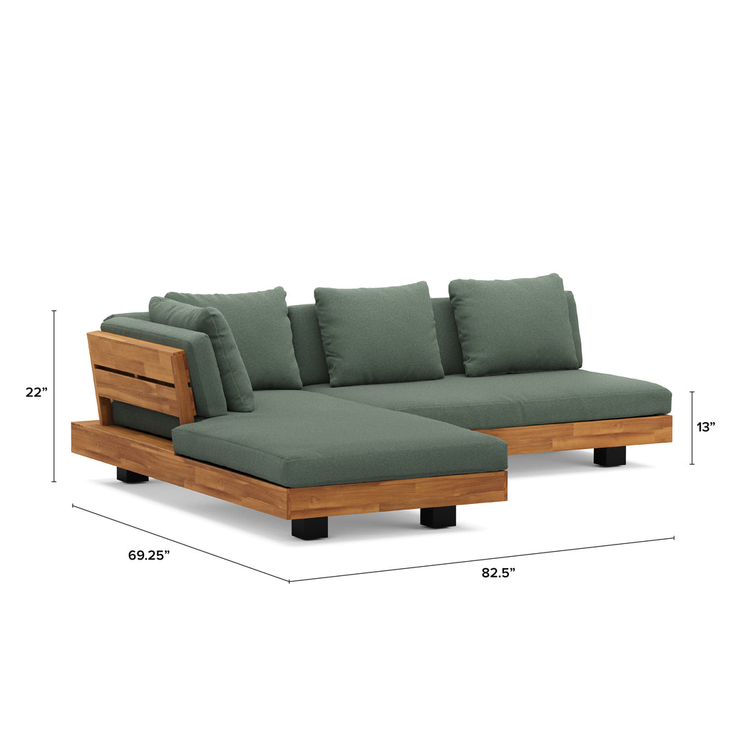 Lubek 82.5" Outdoor Low Left Sectional - Dravite Green