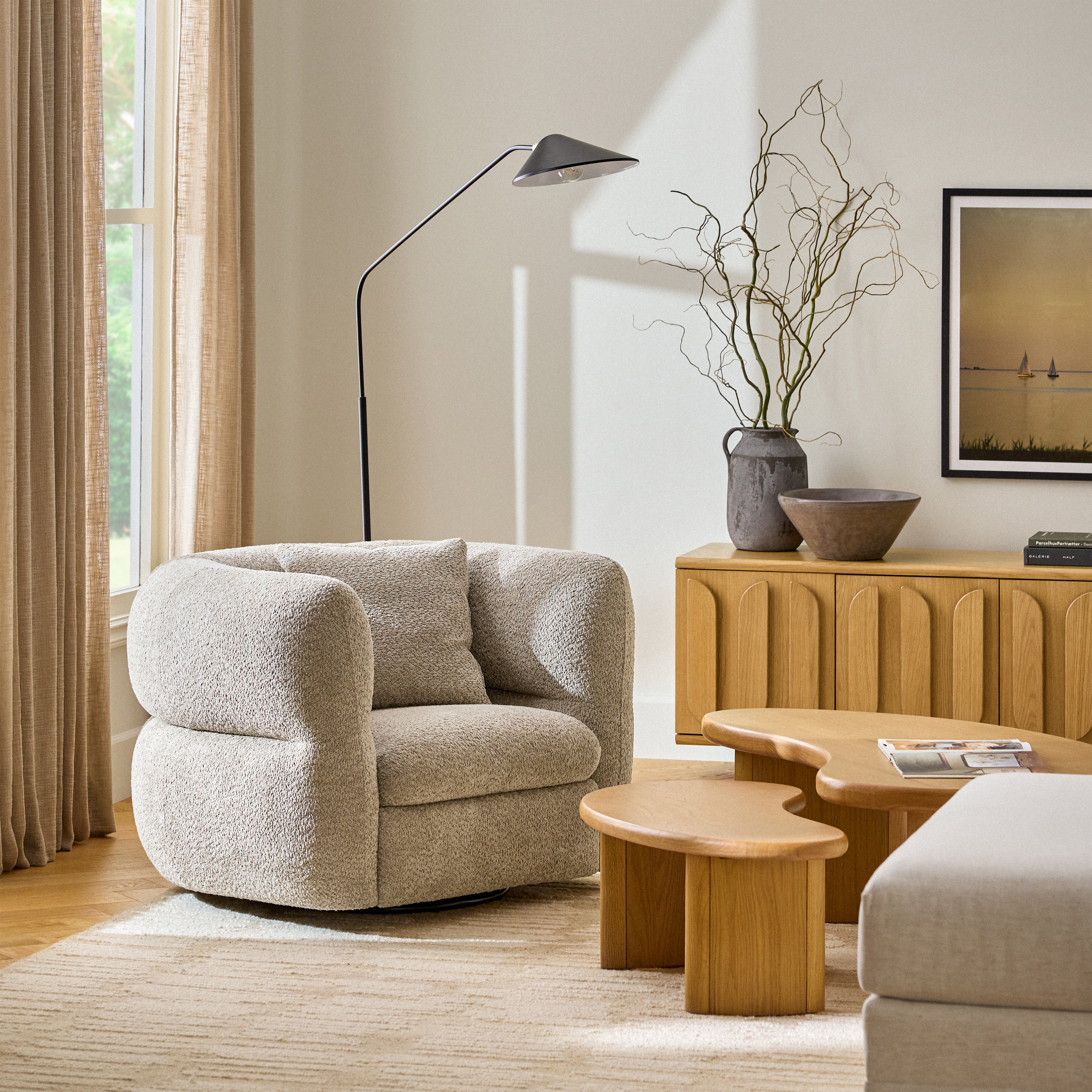 Quinn 40.5" Swivel Lounge Chair - Nouna Mushroom