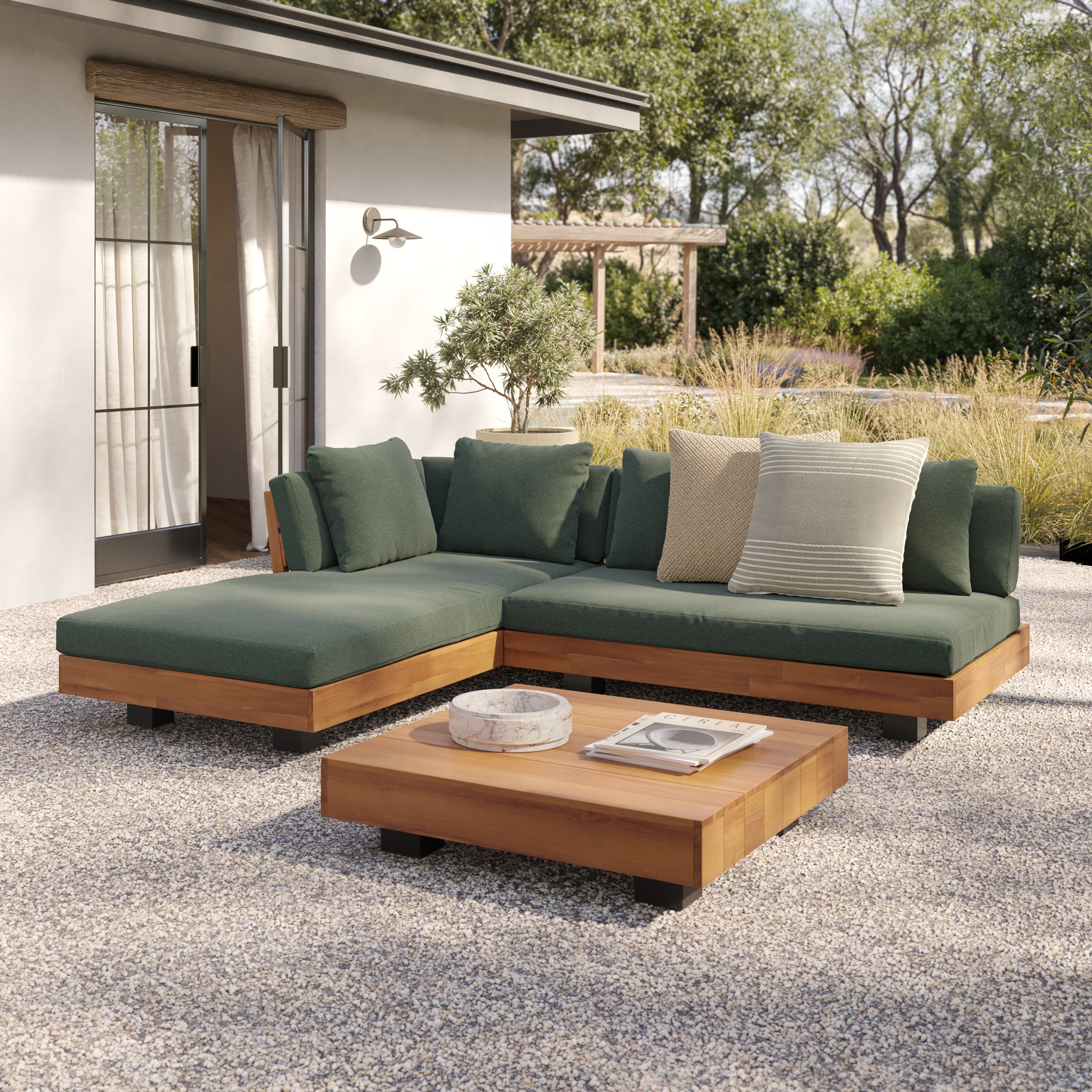 Lubek 82.5" Outdoor Low Left Sectional - Dravite Green