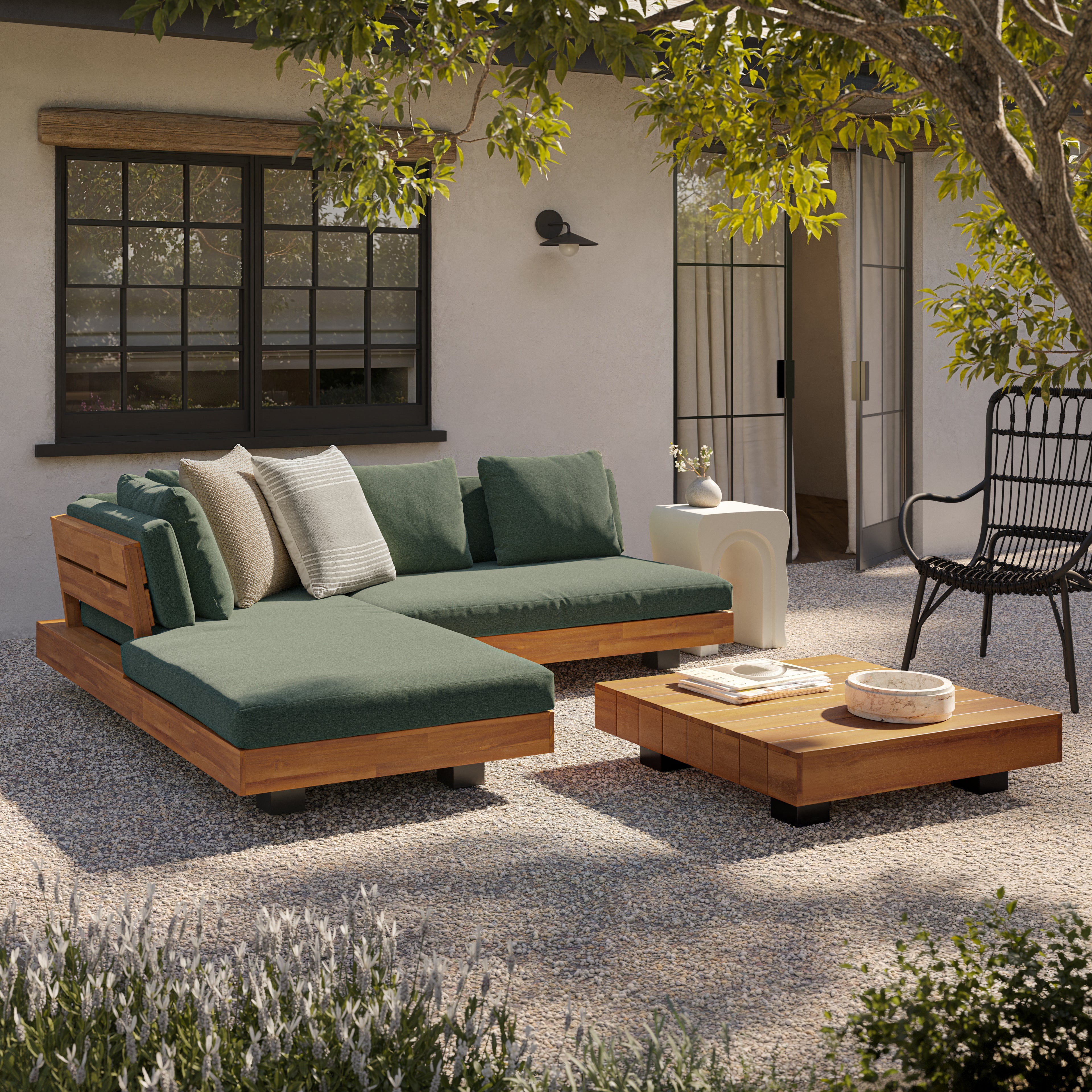 Lubek 82.5" Outdoor Low Left Sectional - Dravite Green
