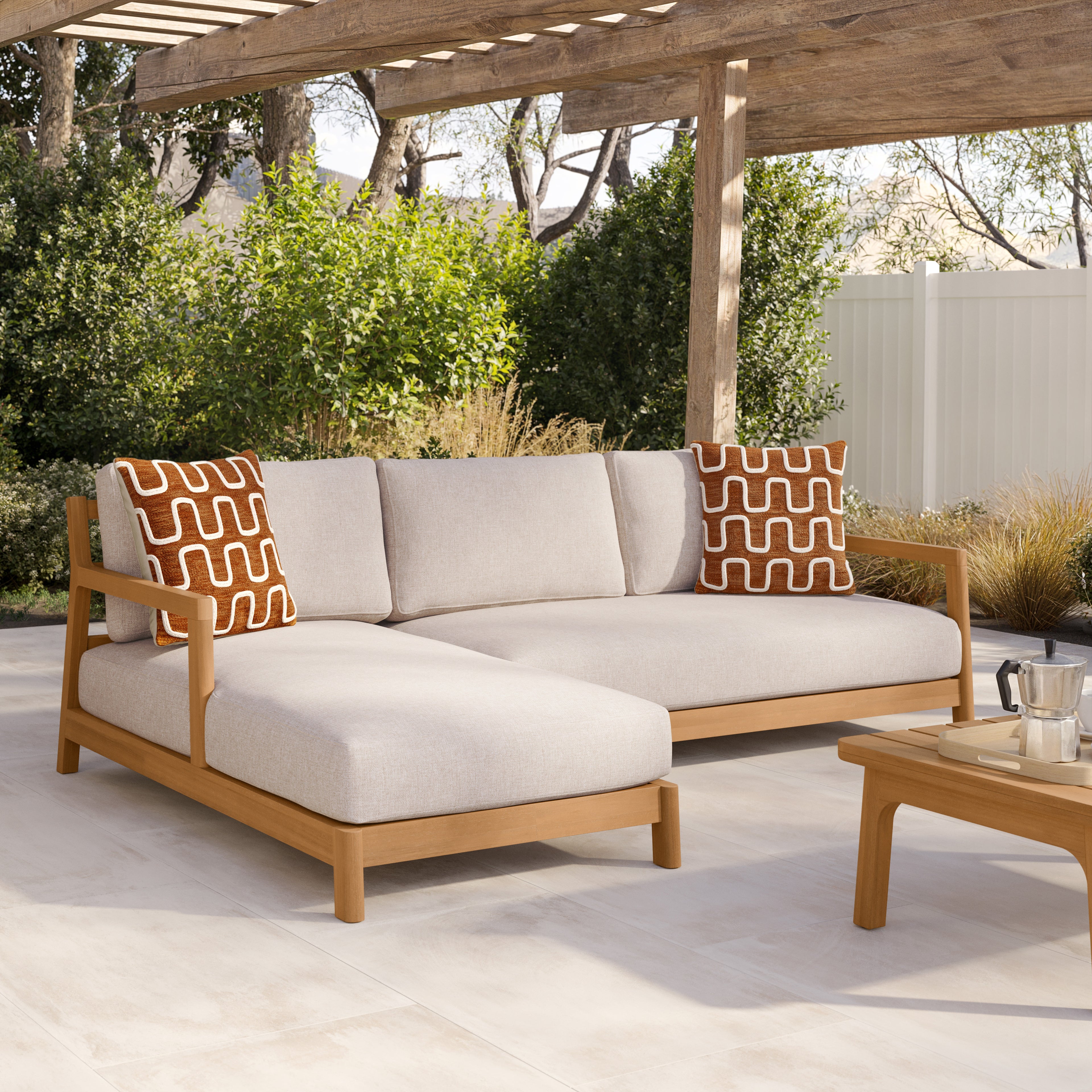 Elise 100" Outdoor Left Sectional Set - Basket Beige