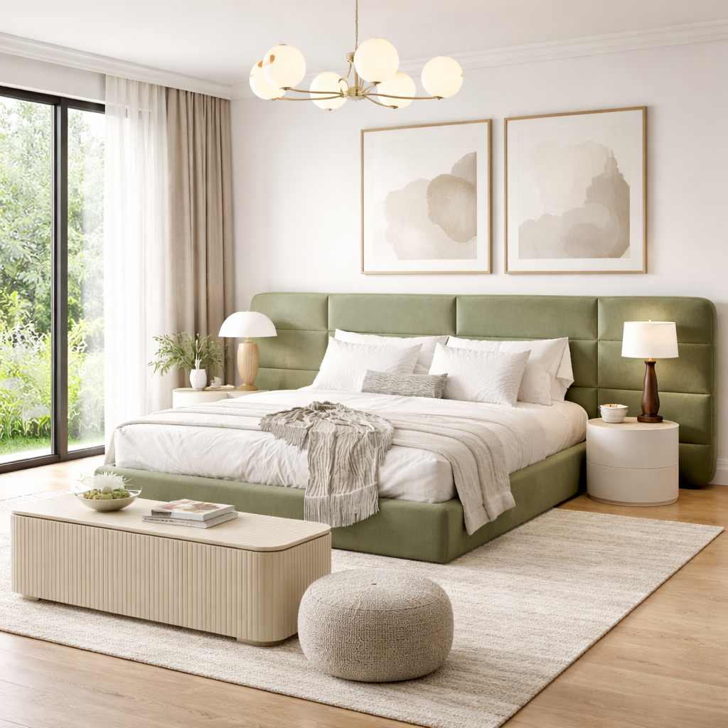 Aura Panel Bed Sakeena dans une chambre contemporaine