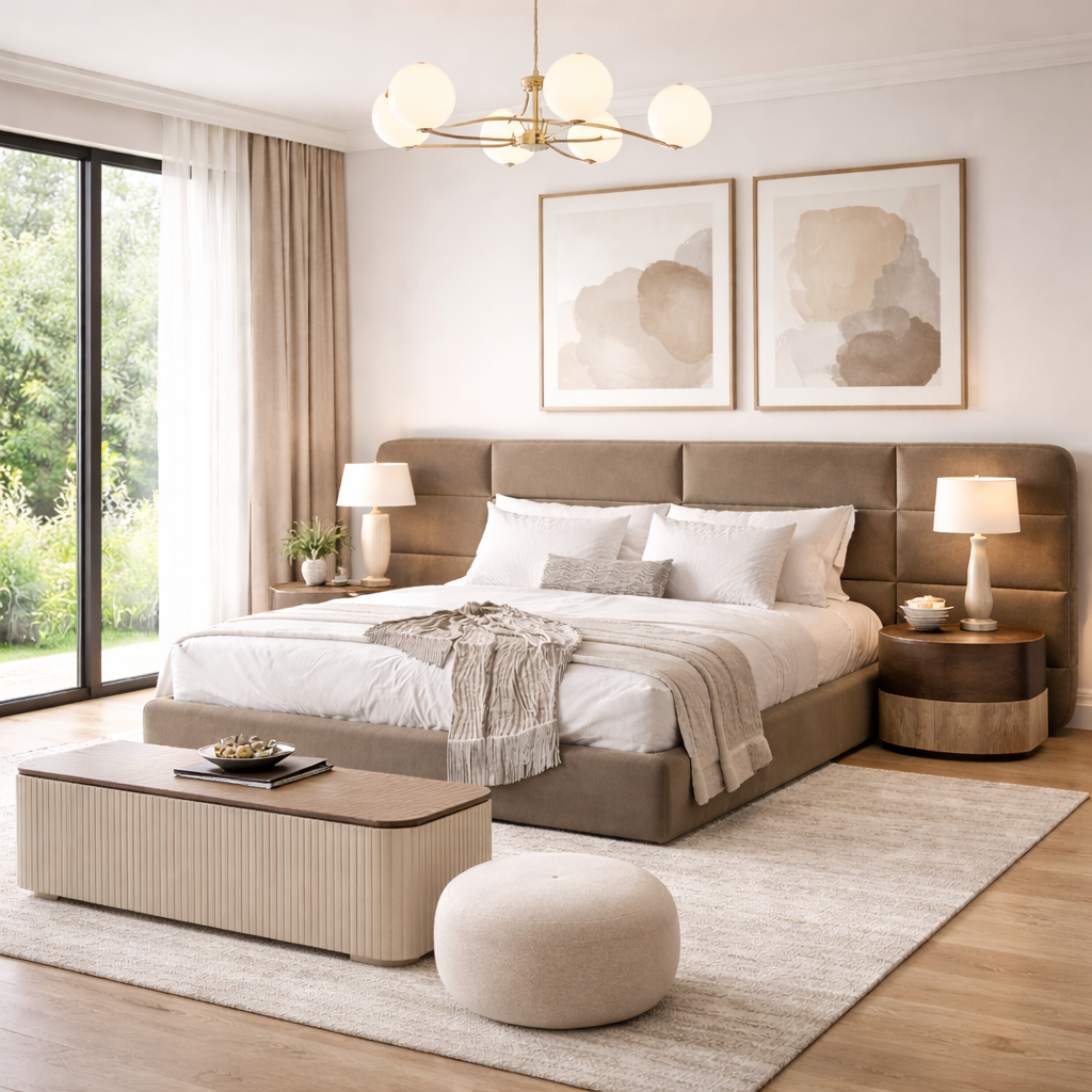 Aura Panel Bed Sakeena dans une chambre haut de gamme