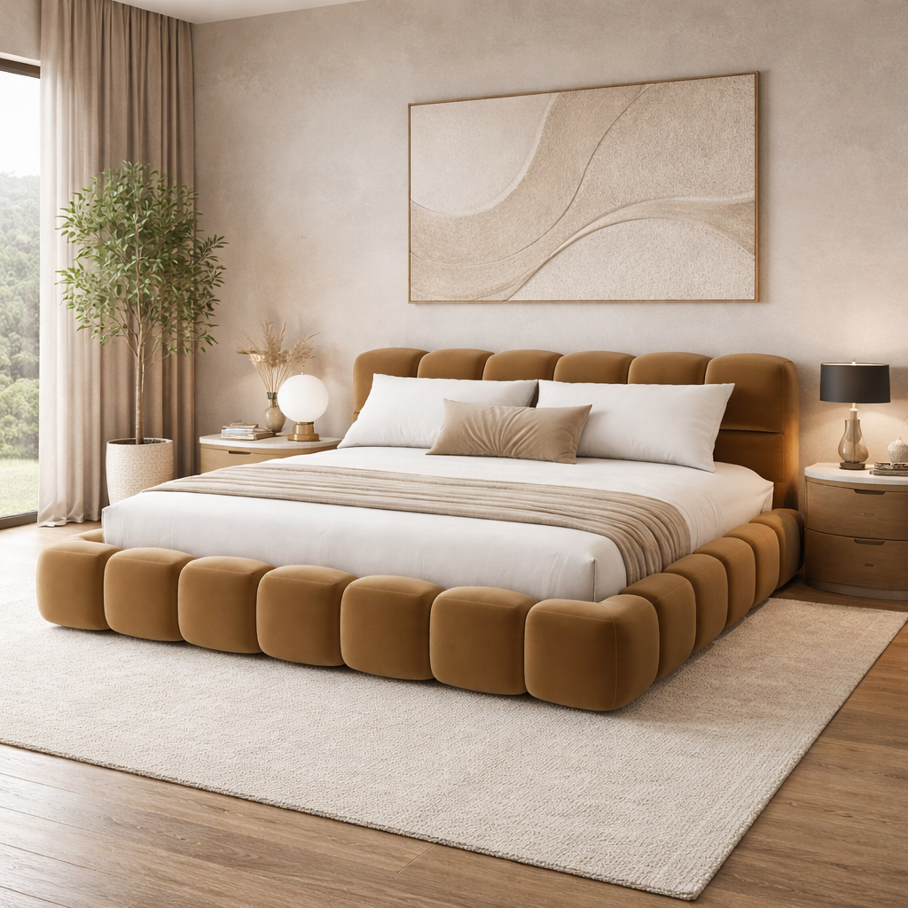 Cloud Bubble Bed Sakeena dans une chambre contemporaine