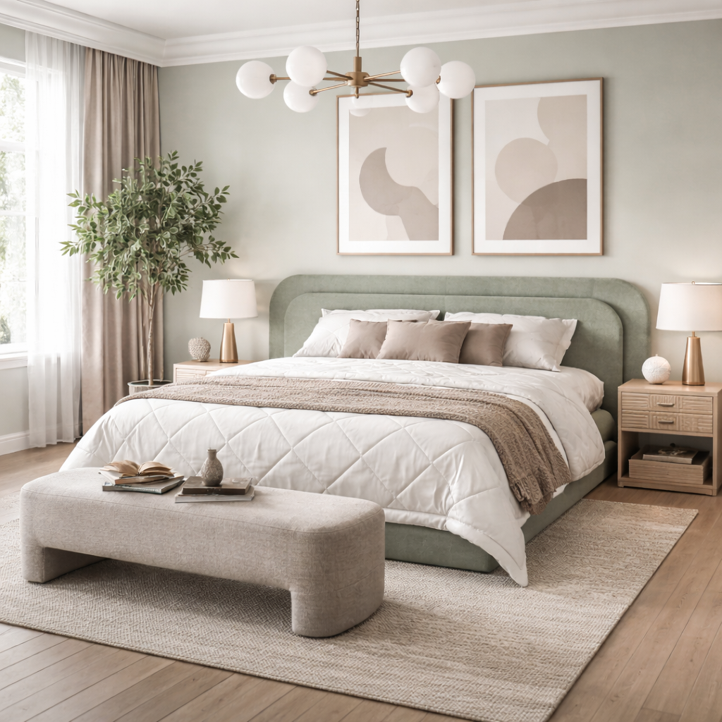 Double Board Deluxe Bed Sakeena dans une chambre contemporaine
