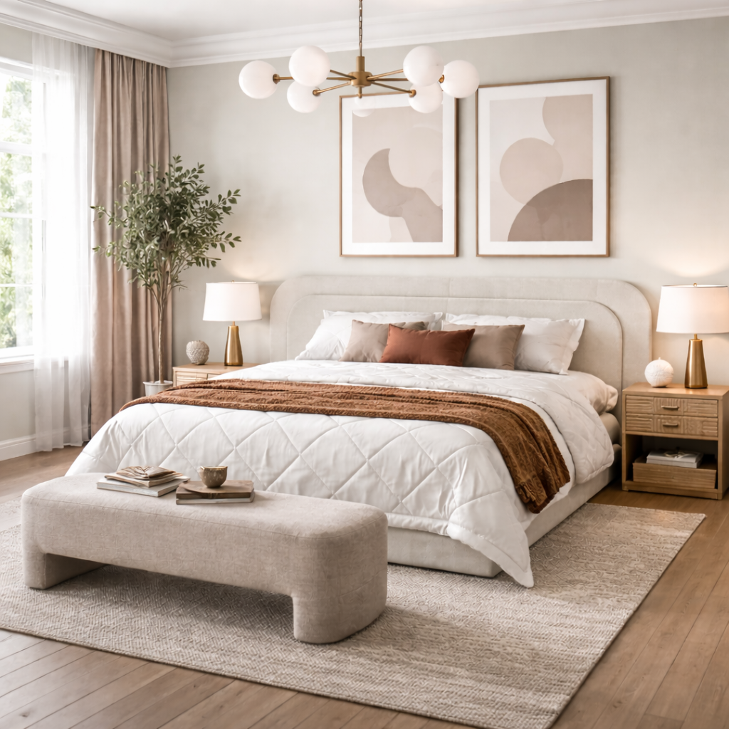 Double Board Deluxe Bed Sakeena dans une chambre haut de gamme