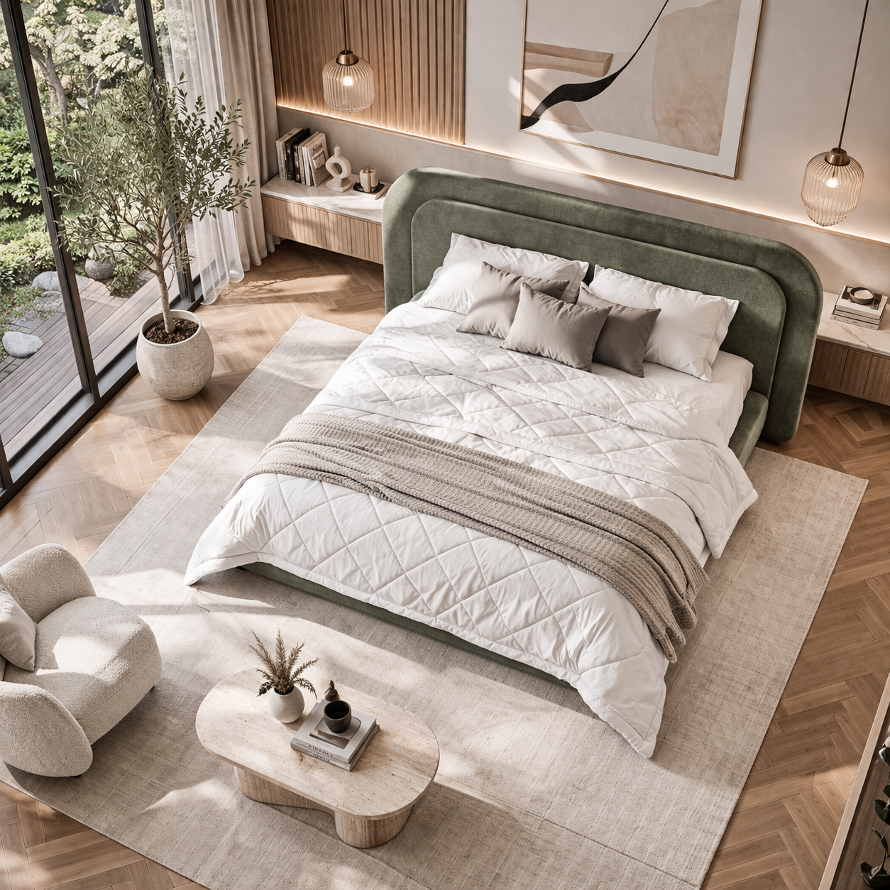 Double Board Deluxe Bed Sakeena dans une suite moderne
