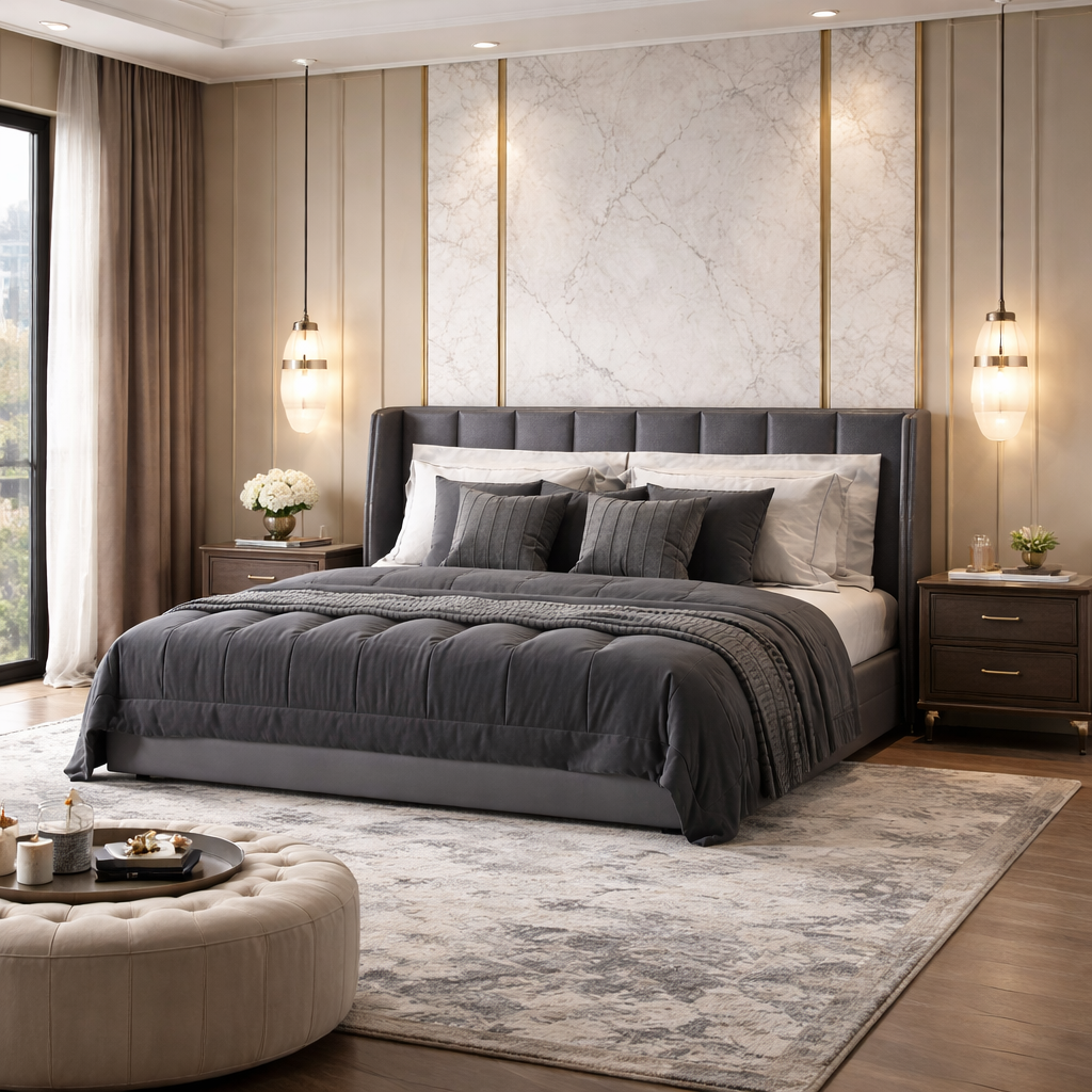 Eclipse Frame Bed Sakeena dans une suite moderne