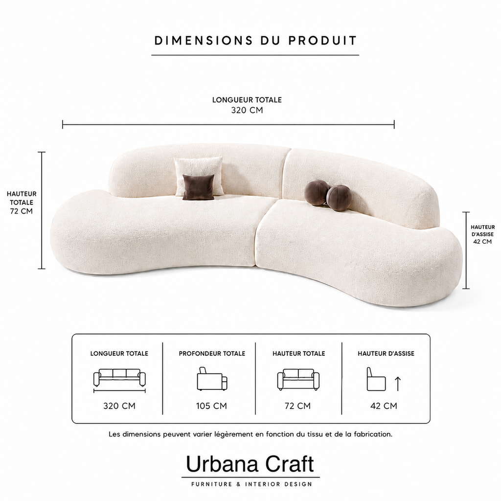 Oria Sofa Sakeena, fiche dimensions
