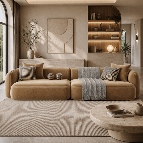Sculpted Form Sofa Sakeena dans un salon contemporain