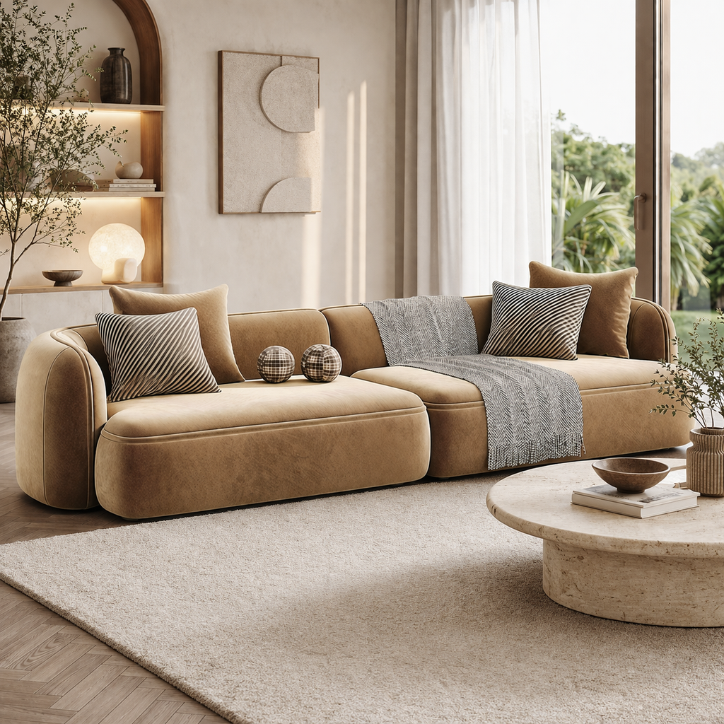 Sculpted Form Sofa Sakeena dans un intérieur haut de gamme
