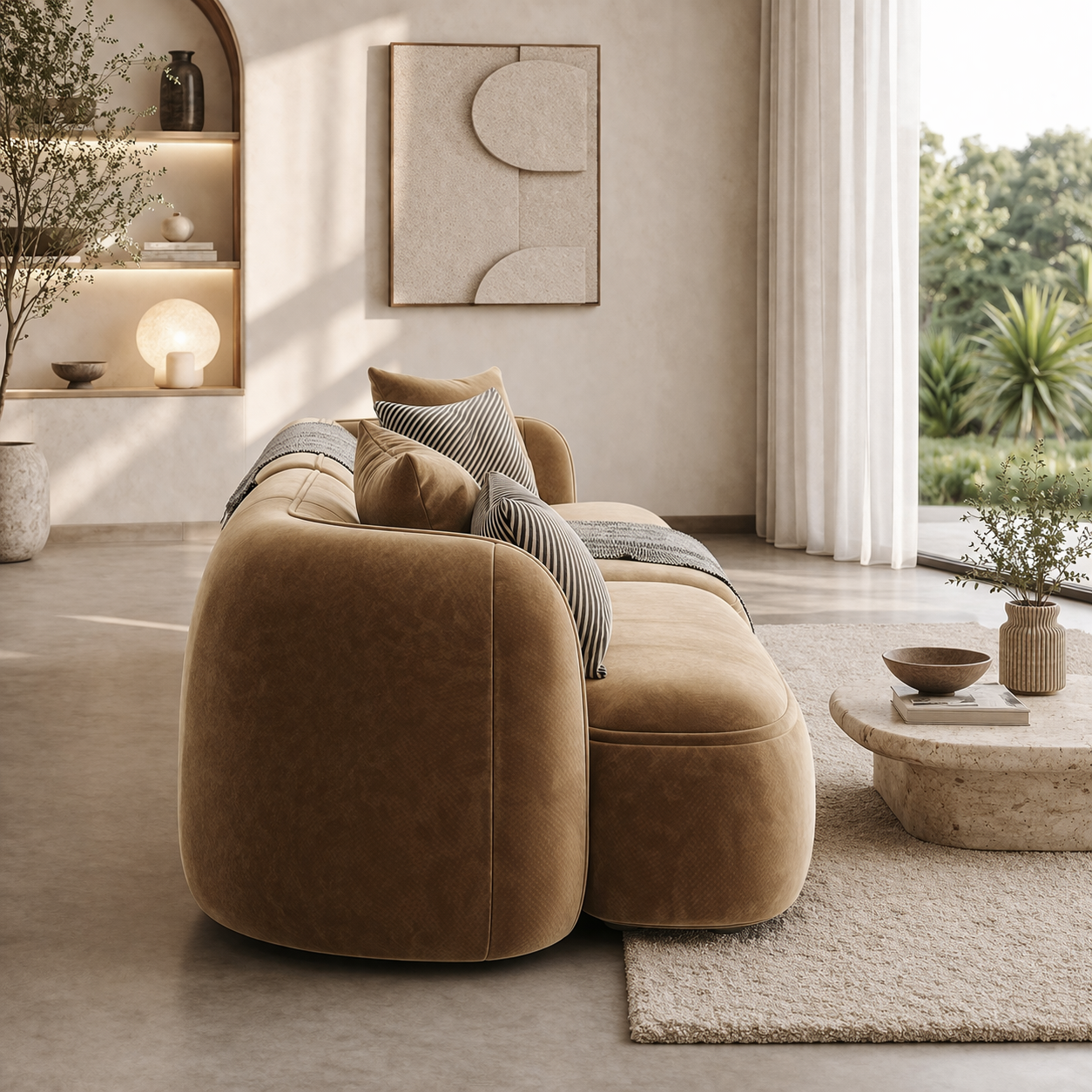 Sculpted Form Sofa Sakeena dans une résidence moderne