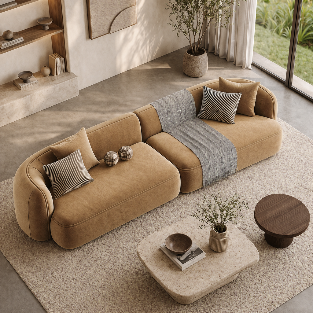 Sculpted Form Sofa Sakeena dans un salon design
