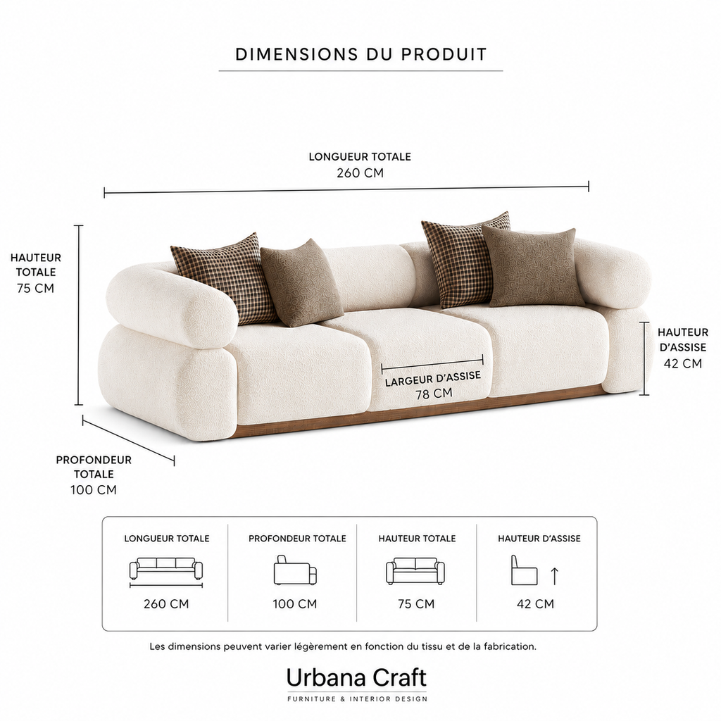 Cloud Sofa Sakeena, fiche dimensions