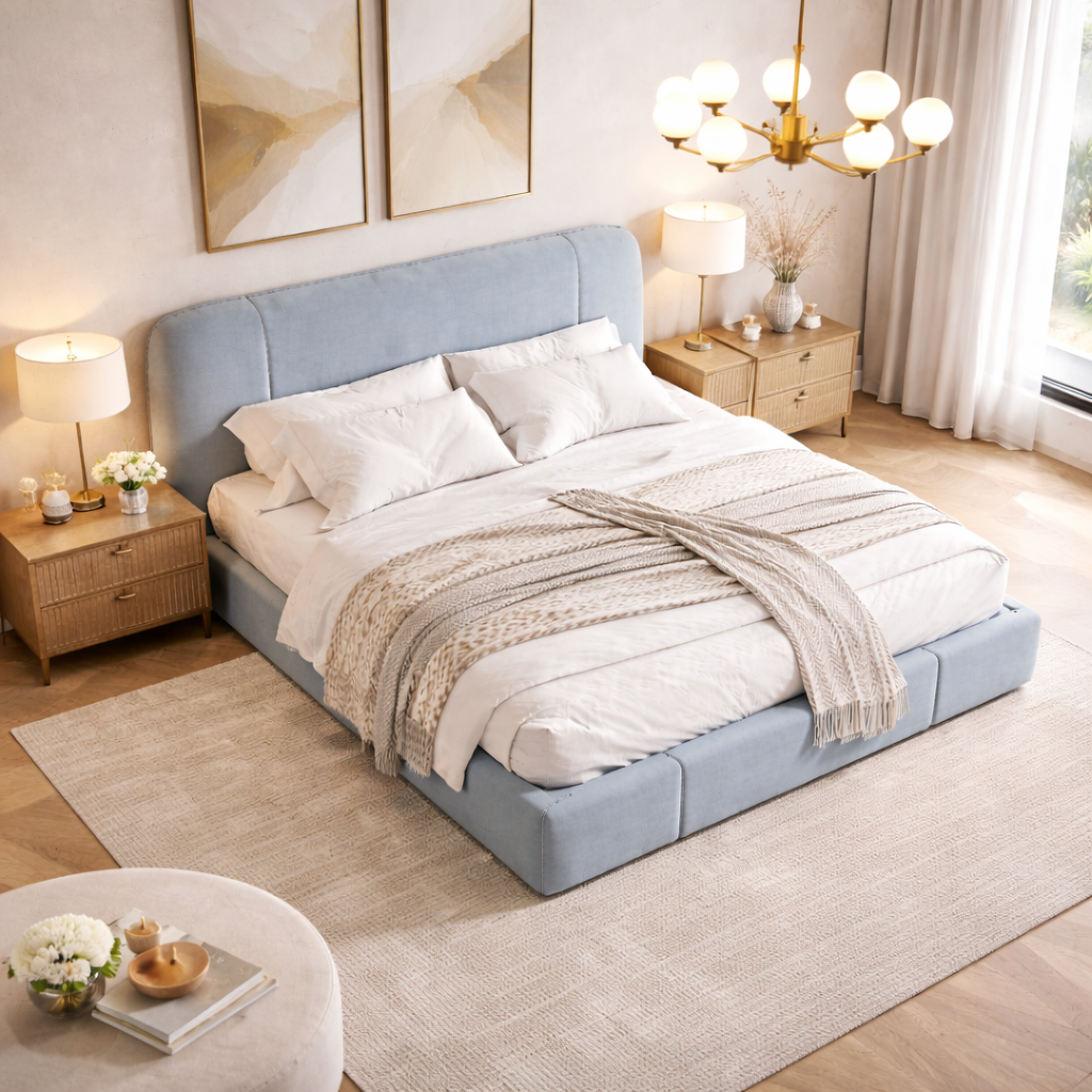 Velora Crest Bed Sakeena dans une chambre design